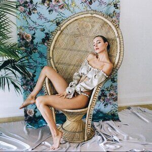 NWT ciao sea silk coquette girl top large